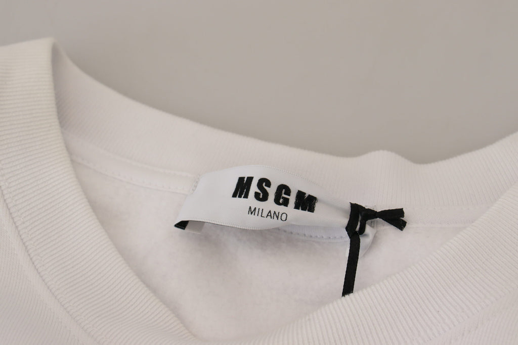 MSGM White Cotton Crewneck Pullover Sweatshirt Sweater MSGM