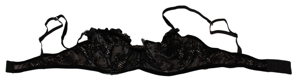 Ermanno Scervino Black Mesh Balconcino Bra Nylon  Underwear - Luxe & Glitz