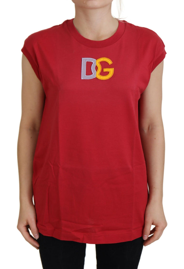 Dolce & Gabbana Red Cotton DG Logo Tank Top T-shirt Dolce & Gabbana