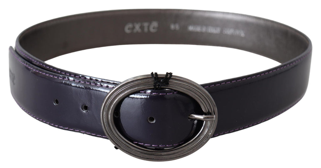 Exte Purple Silver Oval Metal Buckle Waist Leather Belt - Luxe & Glitz