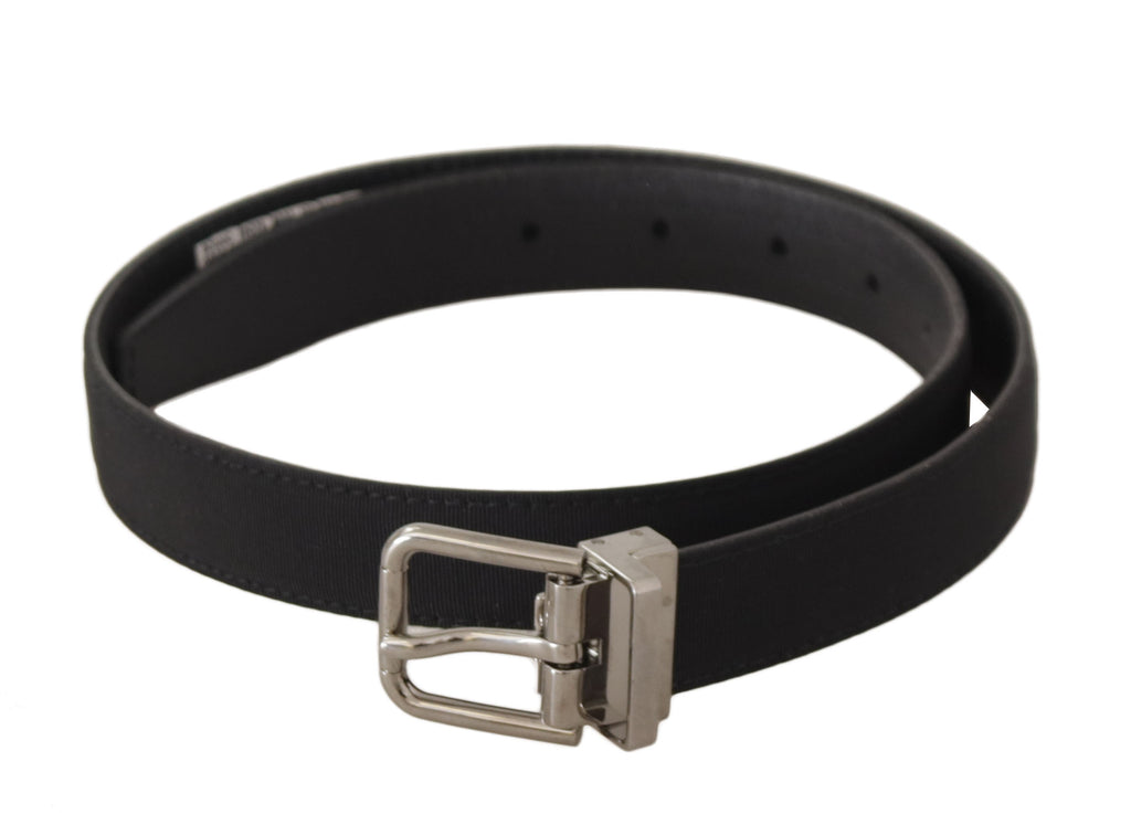 Dolce & Gabbana Black Canvas Leather Silver Tone Metal Buckle Belt - Luxe & Glitz