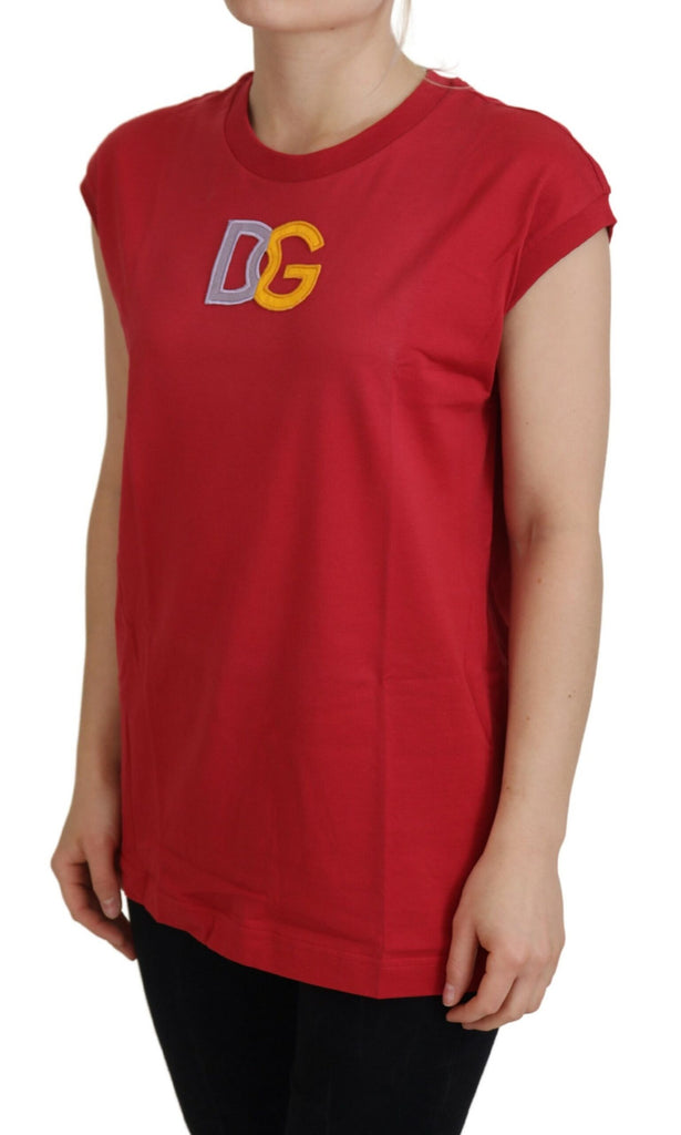 Dolce & Gabbana Red Cotton DG Logo Tank Top T-shirt Dolce & Gabbana