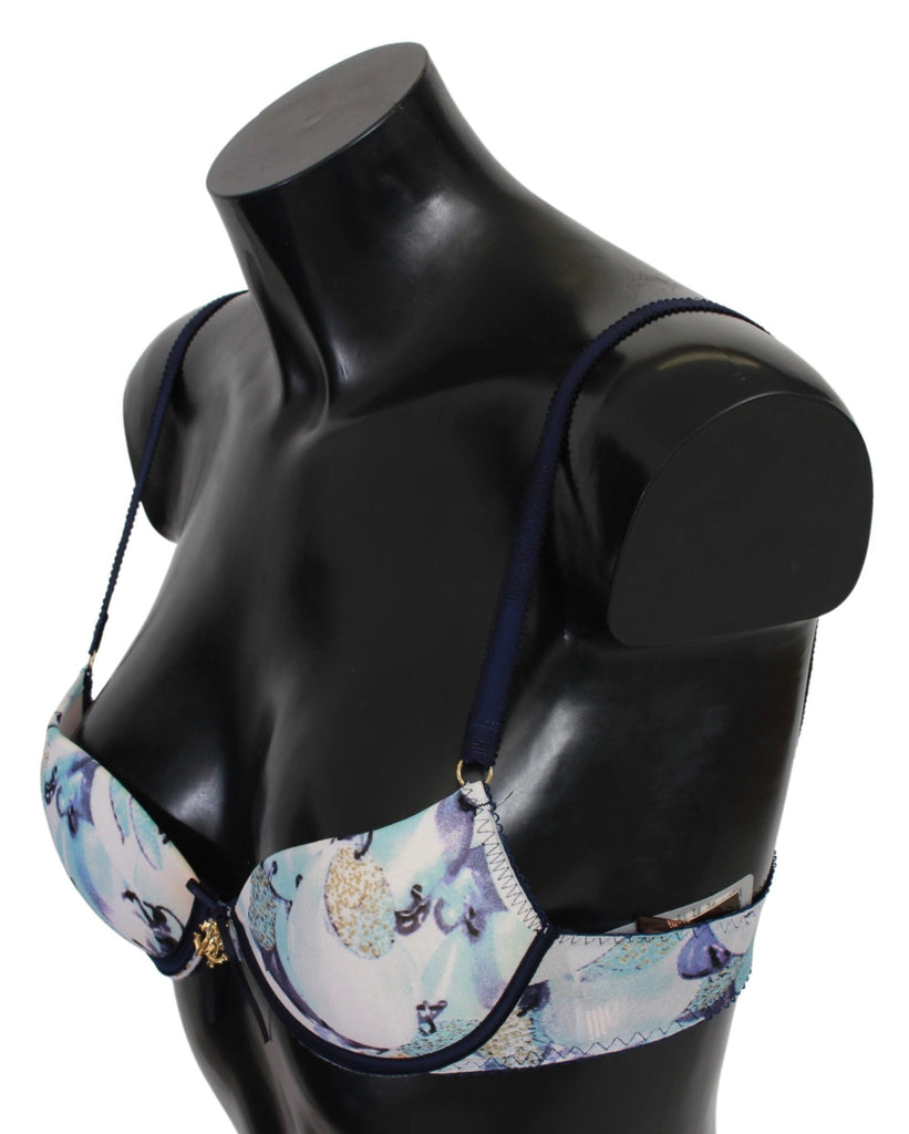 Roberto Cavalli Blue Printed Nylon Reggiseno Bra Underwear - Luxe & Glitz