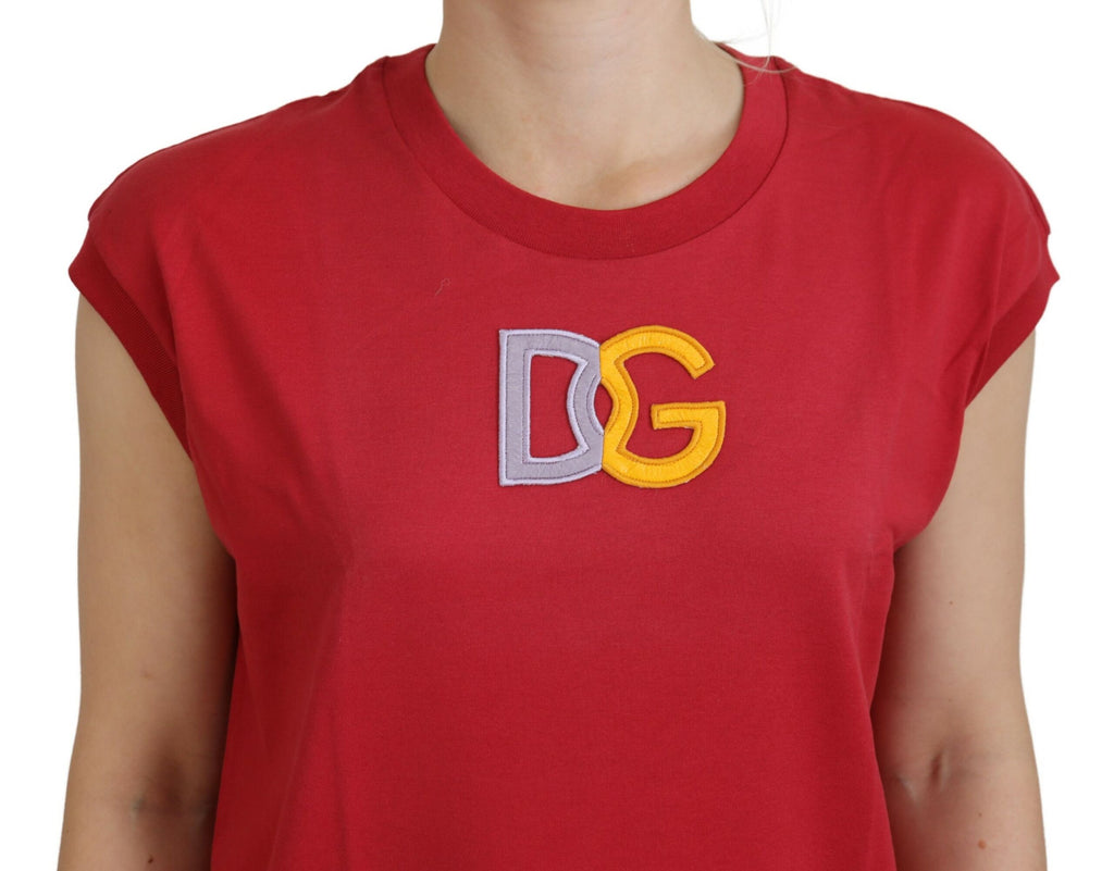 Dolce & Gabbana Red Cotton DG Logo Tank Top T-shirt Dolce & Gabbana