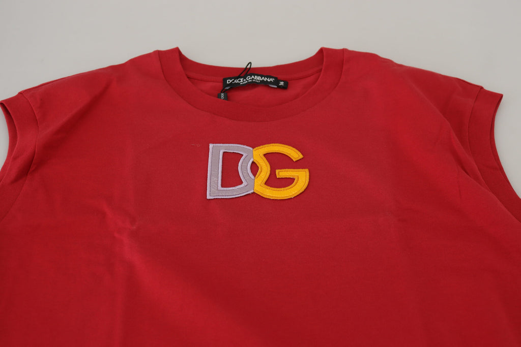 Dolce & Gabbana Red Cotton DG Logo Tank Top T-shirt Dolce & Gabbana