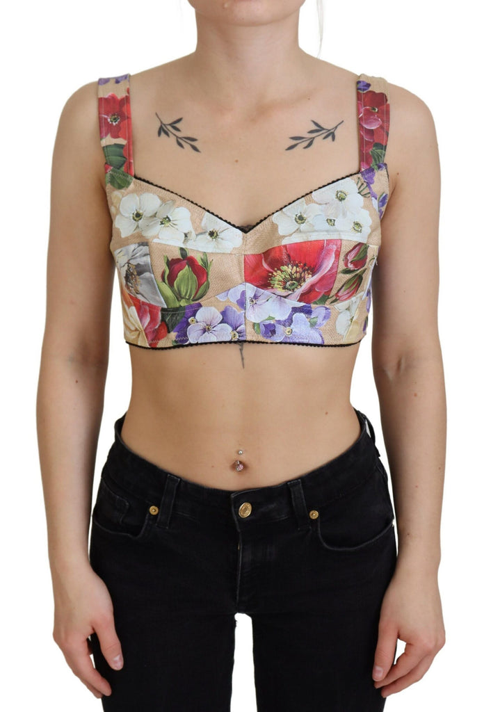 Dolce & Gabbana Multicolor Floral Cropped Bustier Corset Top Dolce & Gabbana