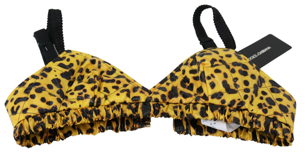 Dolce & Gabbana Yellow Leopard Cropped Bustier Corset Bra Top Dolce & Gabbana