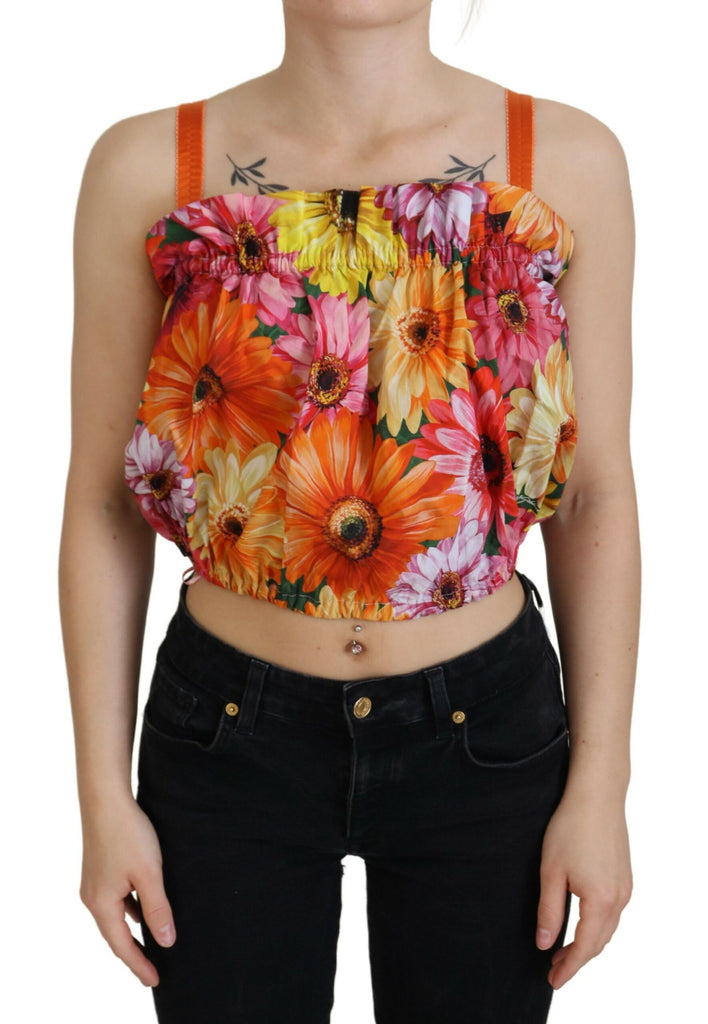 Dolce & Gabbana Blouse Cropped Floral Cotton Tank Top Dolce & Gabbana