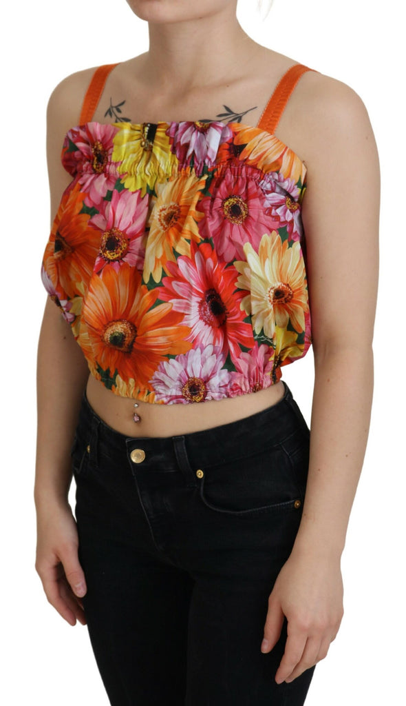 Dolce & Gabbana Blouse Cropped Floral Cotton Tank Top Dolce & Gabbana