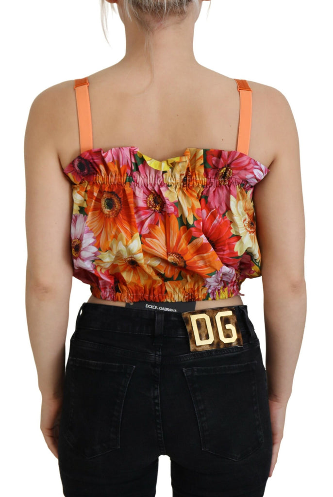 Dolce & Gabbana Blouse Cropped Floral Cotton Tank Top Dolce & Gabbana