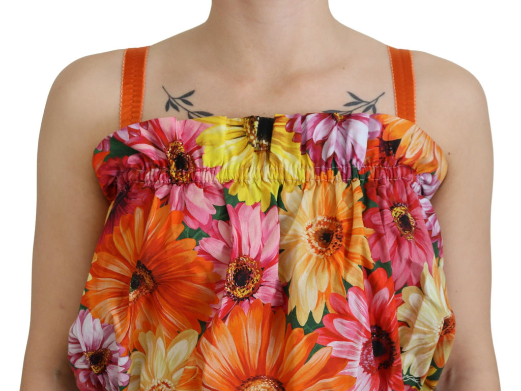 Dolce & Gabbana Blouse Cropped Floral Cotton Tank Top Dolce & Gabbana