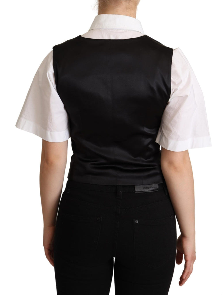 Dolce & Gabbana Black Silk Sleeveless Waistcoat Vest - Luxe & Glitz