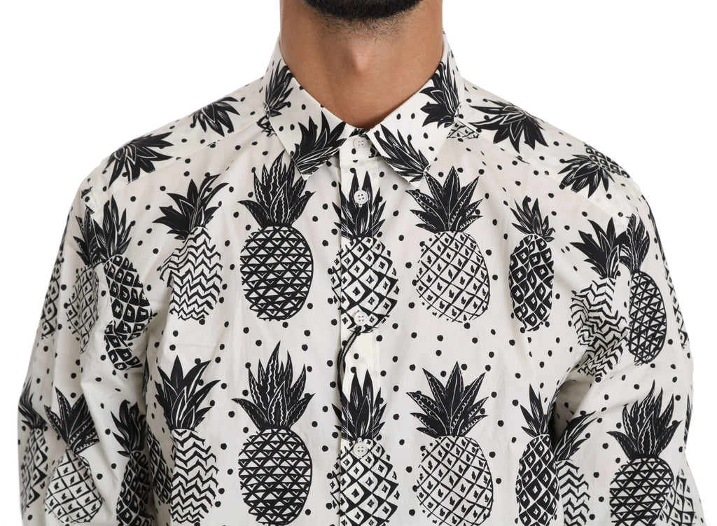 Dolce & Gabbana White Pineapple Cotton Top Shirt - Luxe & Glitz