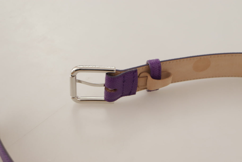 Dolce & Gabbana Purple Calfskin Leather Logo Engraved Buckle Belt - Luxe & Glitz