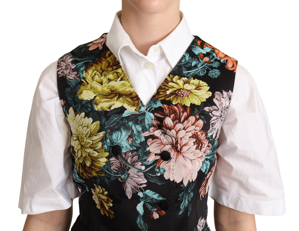 Dolce & Gabbana Black Jacquard Floral Waistcoat Vest - Luxe & Glitz