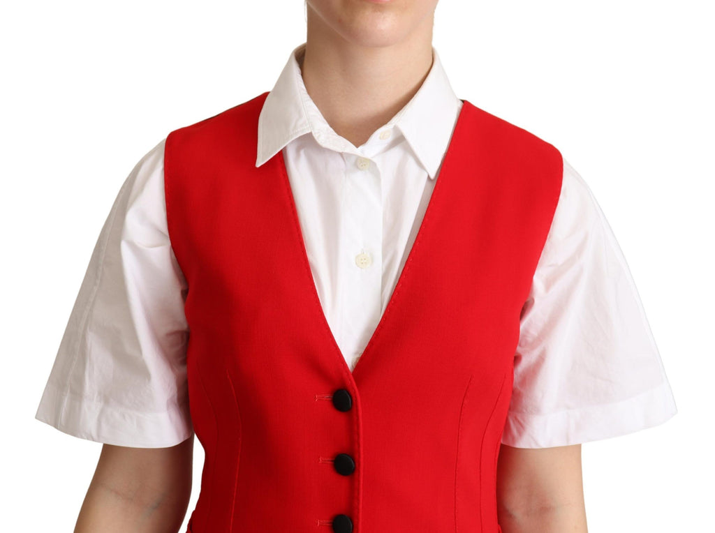 Dolce & Gabbana Red Brown Leopard Print Waistcoat Vest - Luxe & Glitz