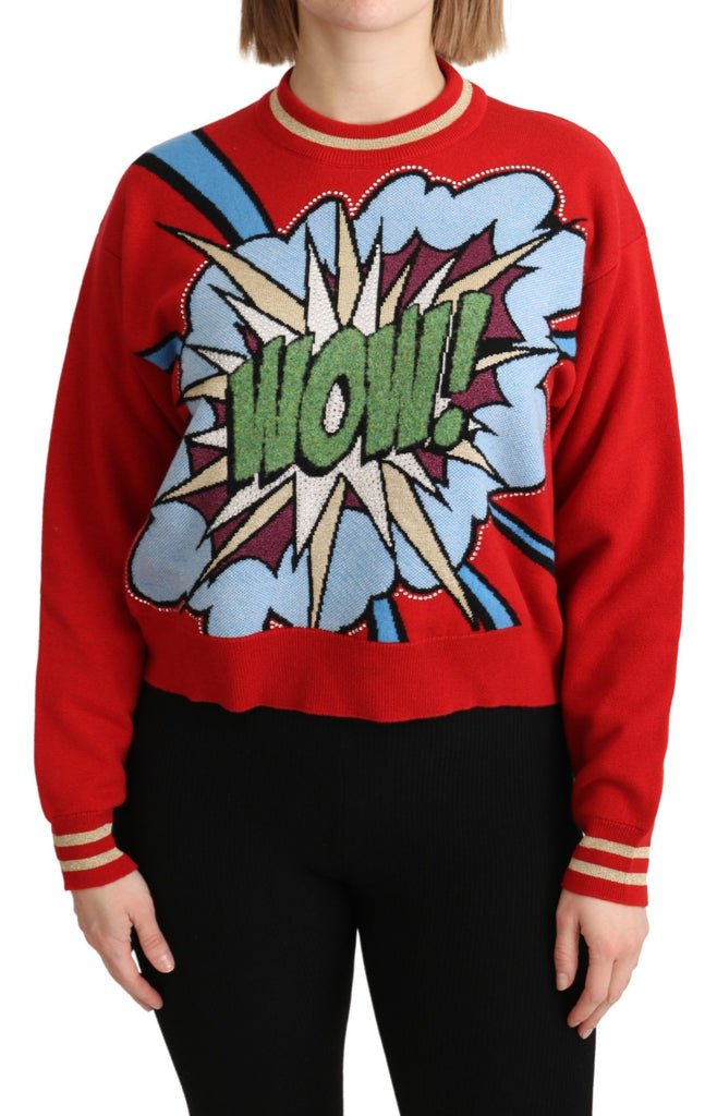 Dolce & Gabbana Red Knitted Cashmere Cartoon Top Sweater - Luxe & Glitz