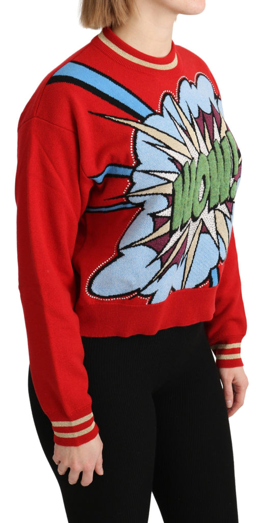 Dolce & Gabbana Red Knitted Cashmere Cartoon Top Sweater - Luxe & Glitz