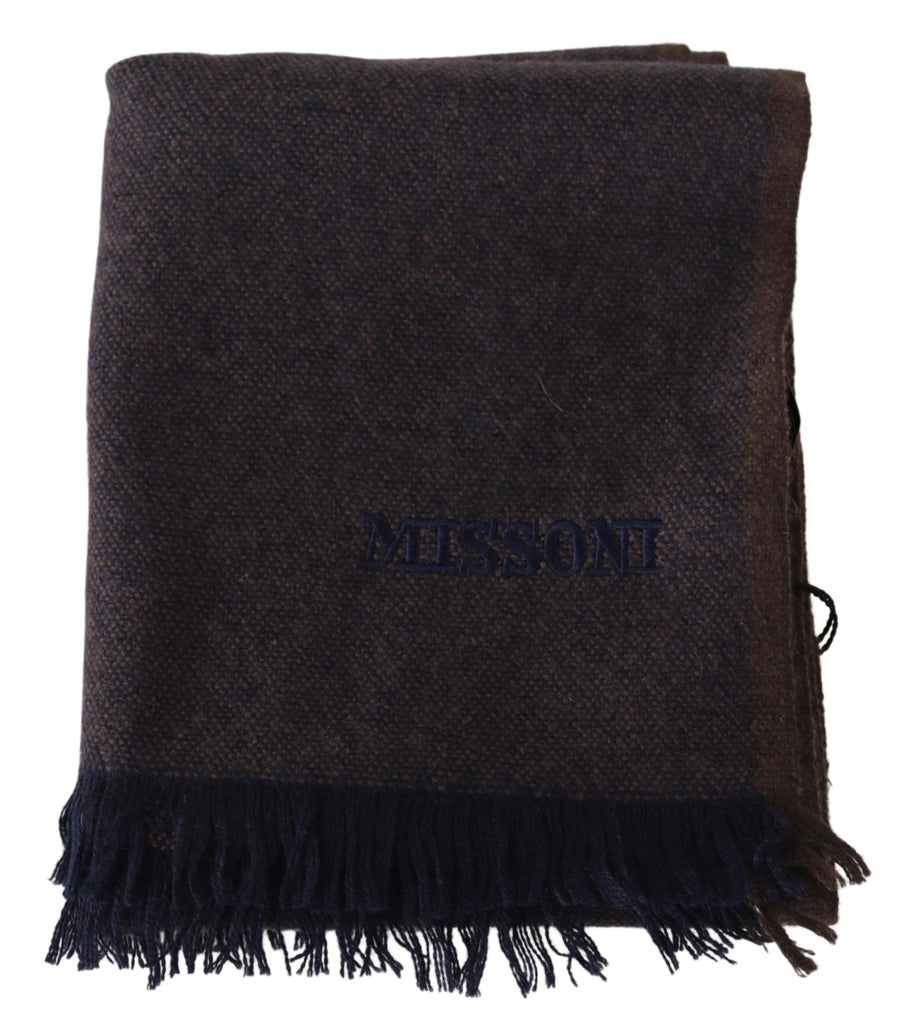 Missoni Brown 100% Cashmere Unisex Neck Wrap Fringes Scarf - Luxe & Glitz