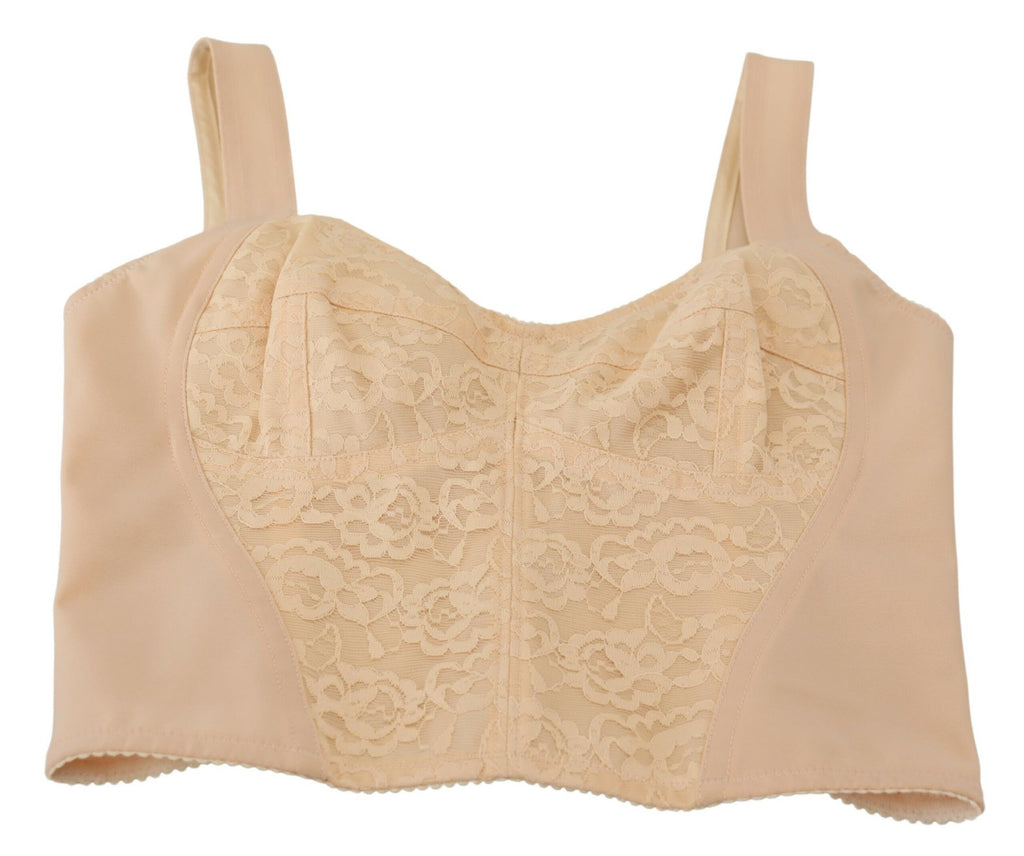 Dolce & Gabbana Beige Cropped Bustier Corset Brassiere Top Dolce & Gabbana