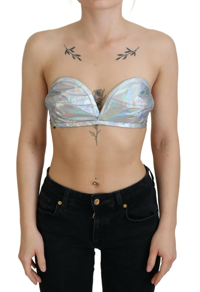 Dolce & Gabbana Silver Holographic Effect Bustier Brassiere Top Dolce & Gabbana