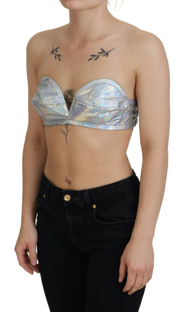 Dolce & Gabbana Silver Holographic Effect Bustier Brassiere Top Dolce & Gabbana