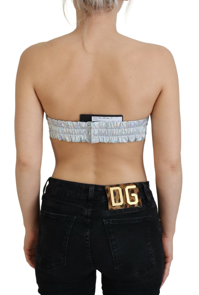 Dolce & Gabbana Silver Holographic Effect Bustier Brassiere Top Dolce & Gabbana