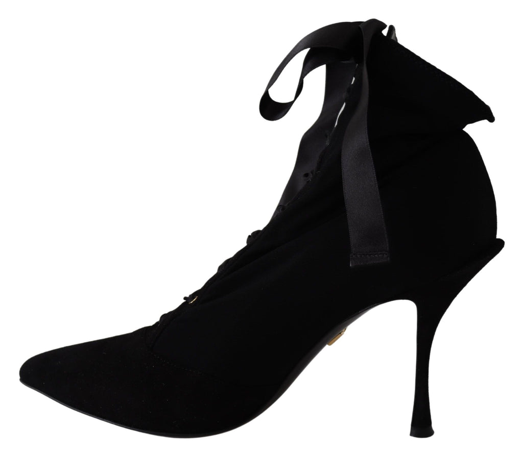 Dolce & Gabbana Black Stretch Short Ankle Boots Shoes Dolce & Gabbana