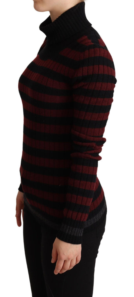 Dolce & Gabbana Black Red Striped Wool Pullover Sweater - Luxe & Glitz