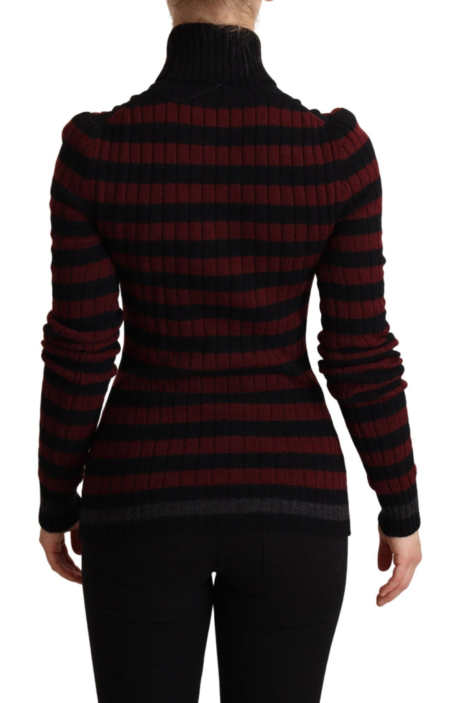 Dolce & Gabbana Black Red Striped Wool Pullover Sweater - Luxe & Glitz