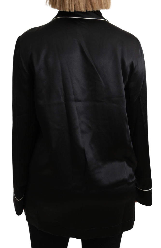 Dolce & Gabbana Black Shirt Silk Stretch Top Blouse - Luxe & Glitz
