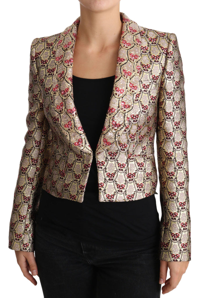 Dolce & Gabbana Gold Floral Sequined Blazer Coat Jacket - Luxe & Glitz