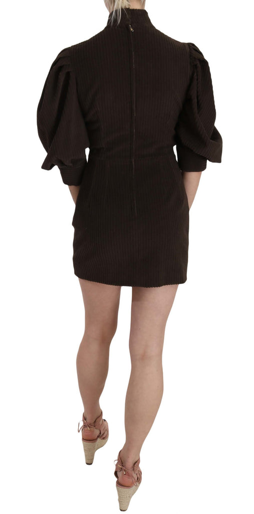Dolce & Gabbana Brown Corduroy Bodycon Cotton Mini Dress - Luxe & Glitz