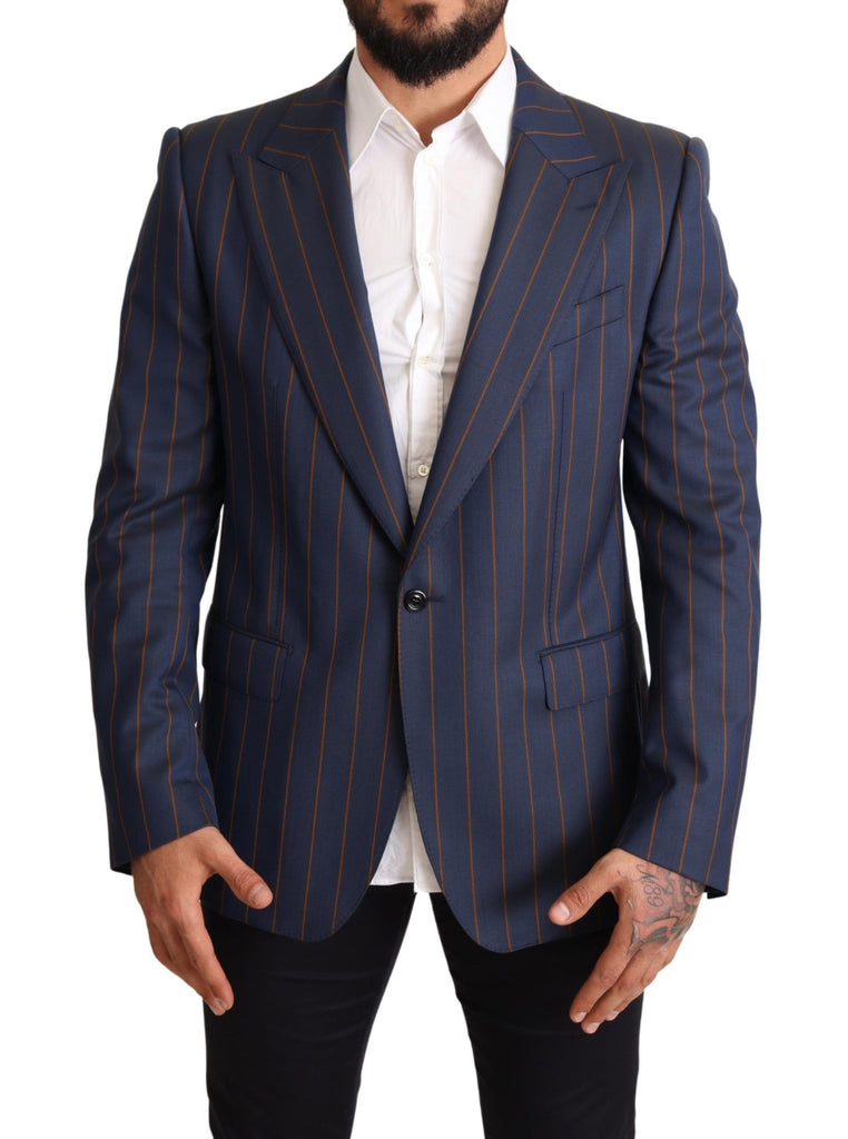 Dolce & Gabbana Blue Striped Wool Slim Fit Blazer Jacket - Luxe & Glitz