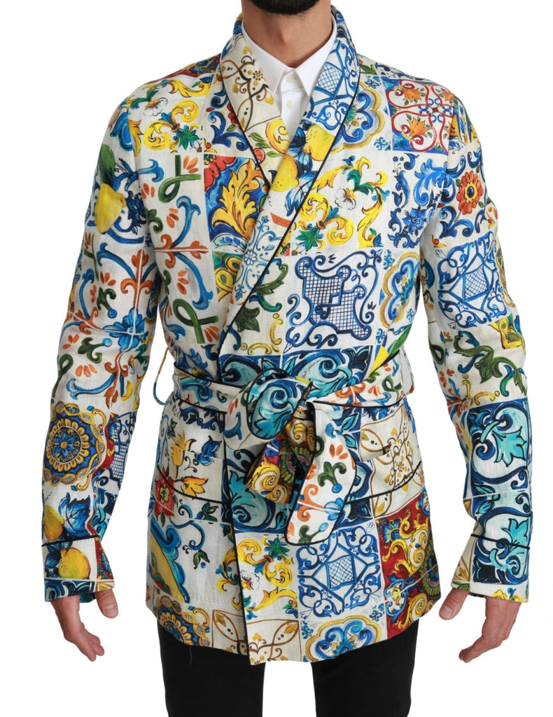 Dolce & Gabbana Majolica Brocade Linen Robe Coat Jacket - Luxe & Glitz