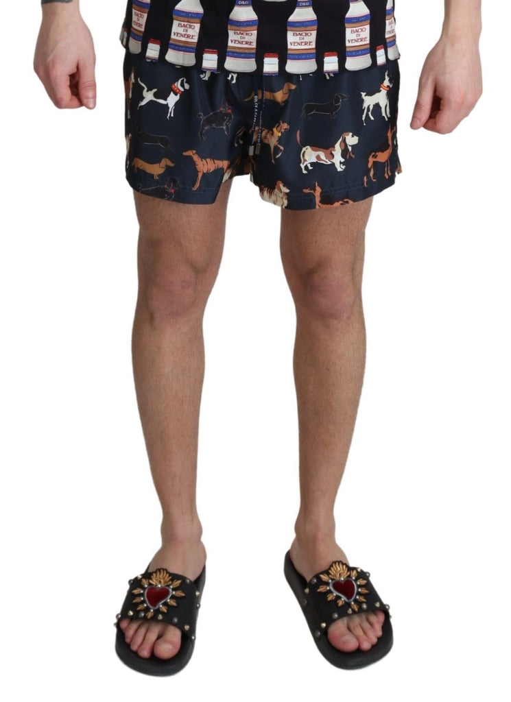 Dolce & Gabbana Blue Dog Print Beachwear Shorts Men Swimwear - Luxe & Glitz