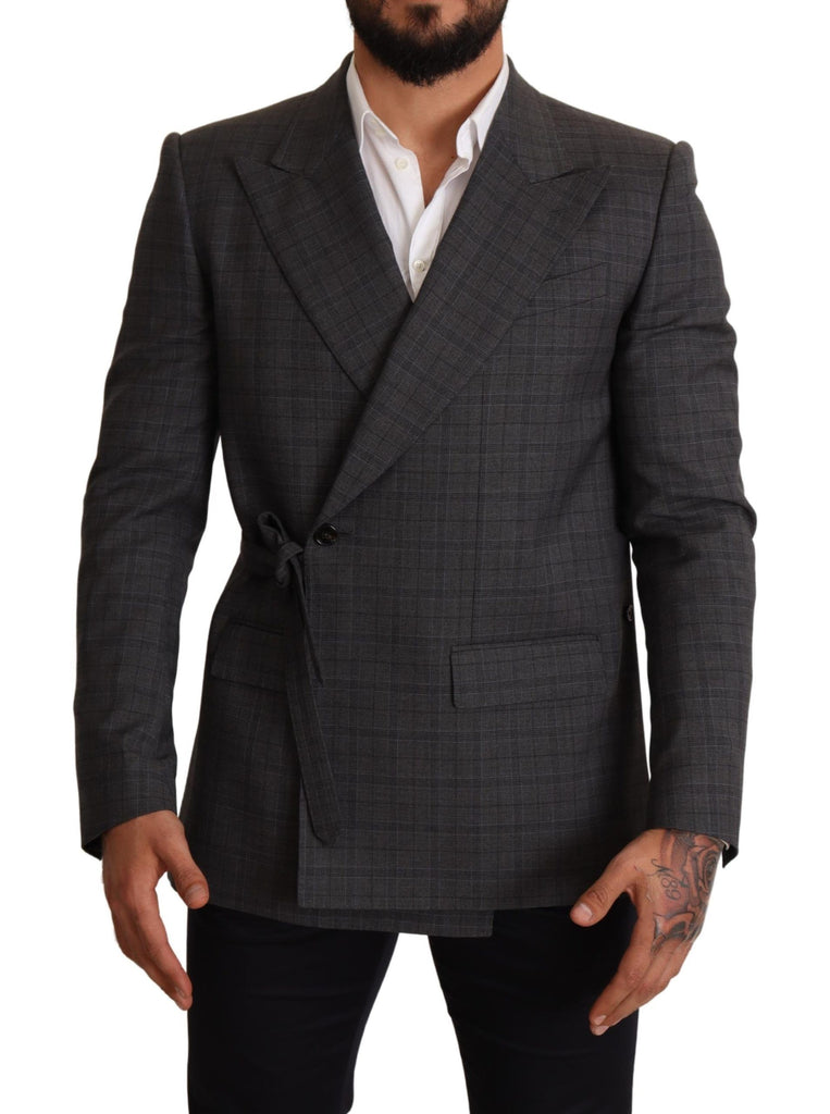 Dolce & Gabbana Gray Check Wool Slim Fit Blazer Jacket - Luxe & Glitz