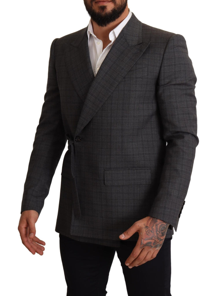 Dolce & Gabbana Gray Check Wool Slim Fit Blazer Jacket - Luxe & Glitz