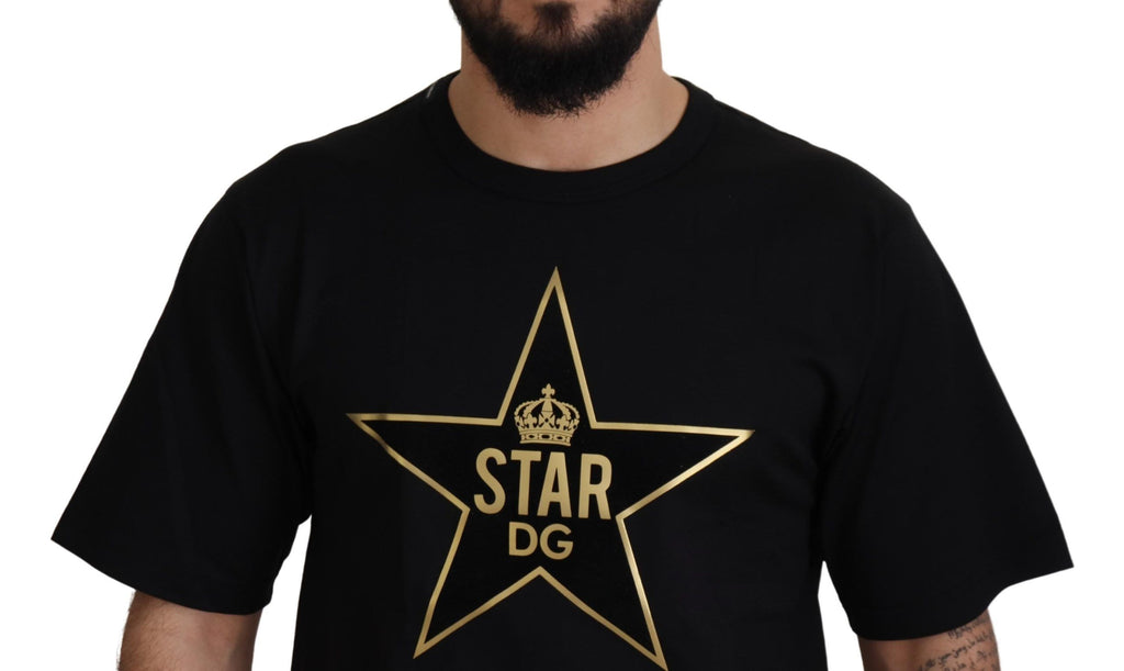Dolce & Gabbana Black Gold STAR Crown DG Cotton Crewneck T-shirt Dolce & Gabbana