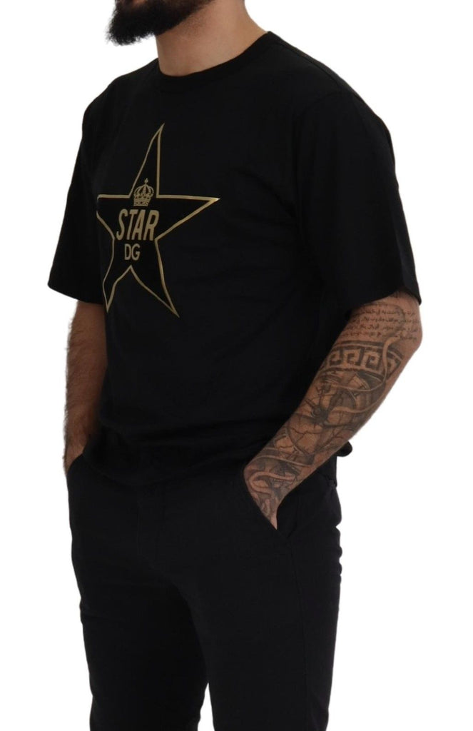 Dolce & Gabbana Black Gold STAR Crown DG Cotton Crewneck T-shirt Dolce & Gabbana
