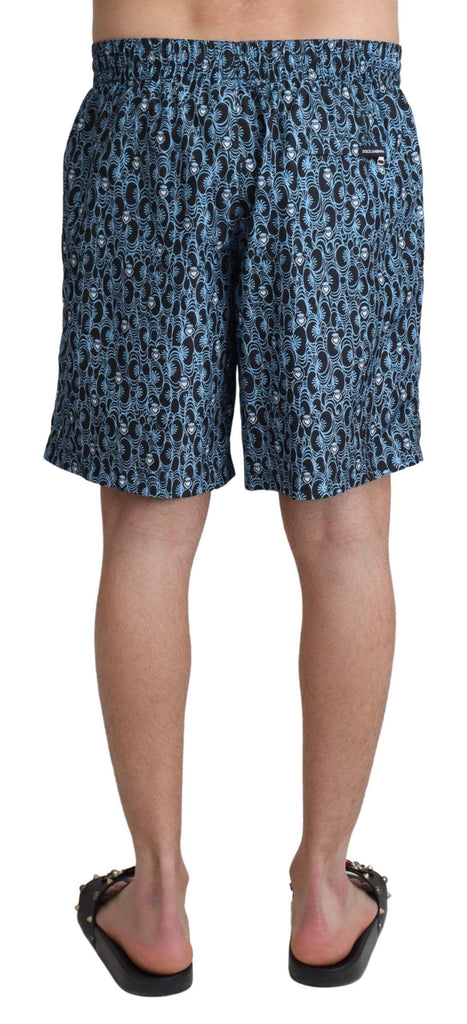 Dolce & Gabbana Blue Patterned Print Beachwear Shorts Swimwear - Luxe & Glitz