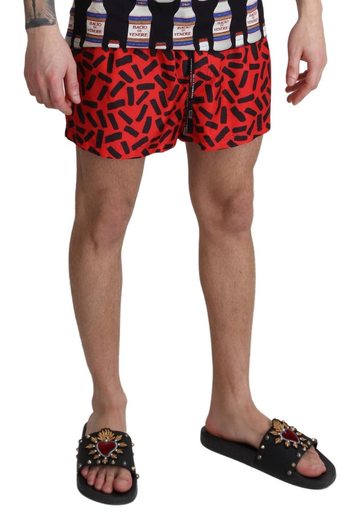 Dolce & Gabbana Red Patterned Beachwear Shorts Swimwear - Luxe & Glitz