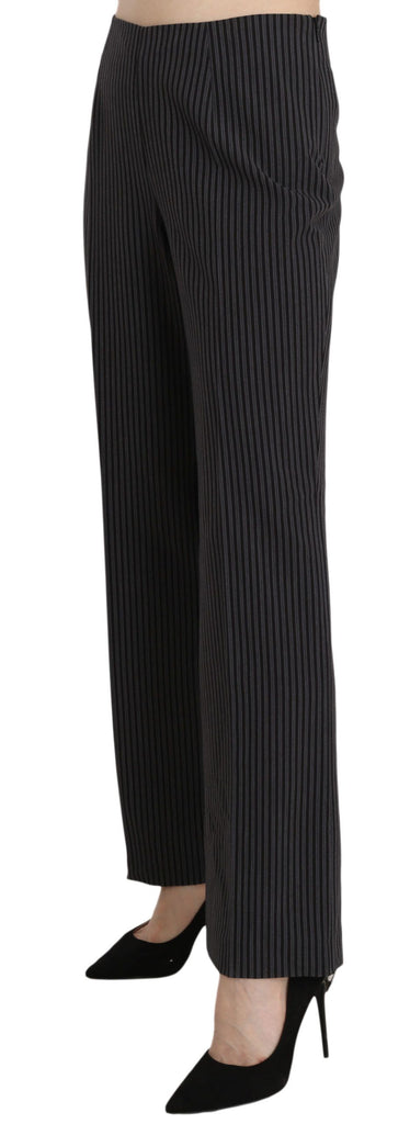 BENCIVENGA Black Striped Cotton Sretch Dress Trousers Pants - Luxe & Glitz