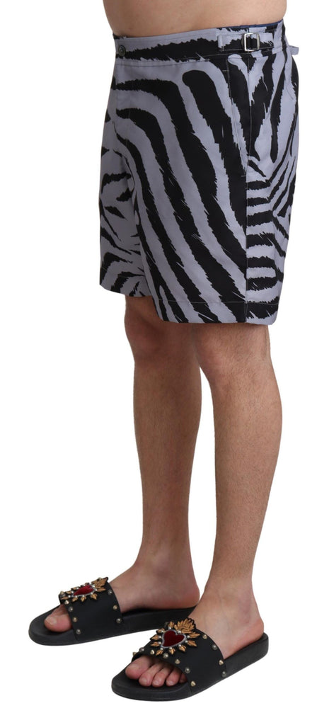 Dolce & Gabbana Gray Zebra Print Beachwear Shorts - Luxe & Glitz