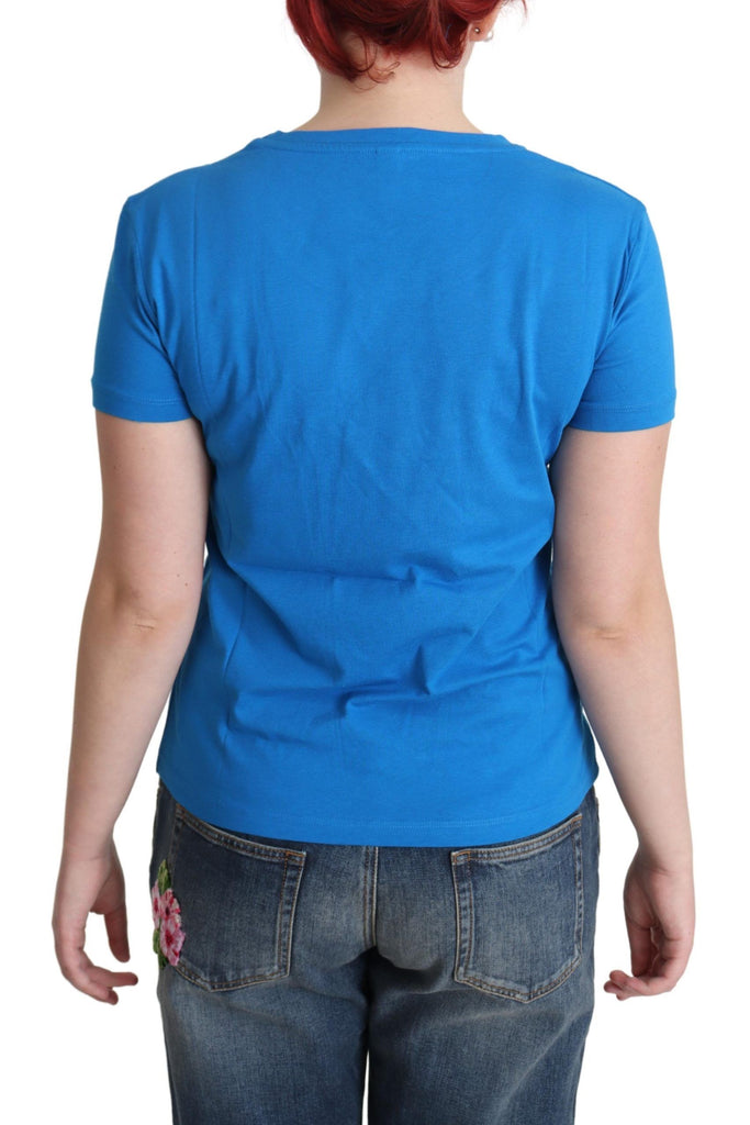Moschino Blue Cotton Sunny Milano Print Tops T-shirt - Luxe & Glitz