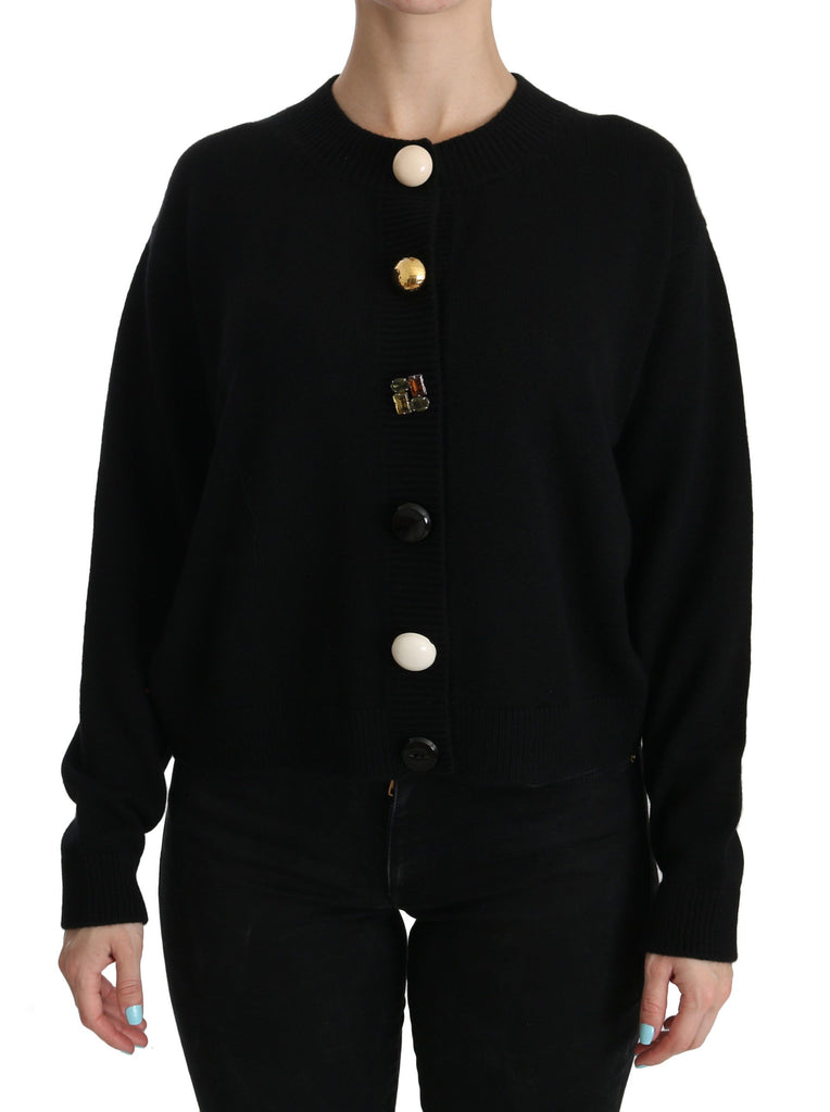 Dolce & Gabbana Black Button Embellished Cardigan Sweater - Luxe & Glitz