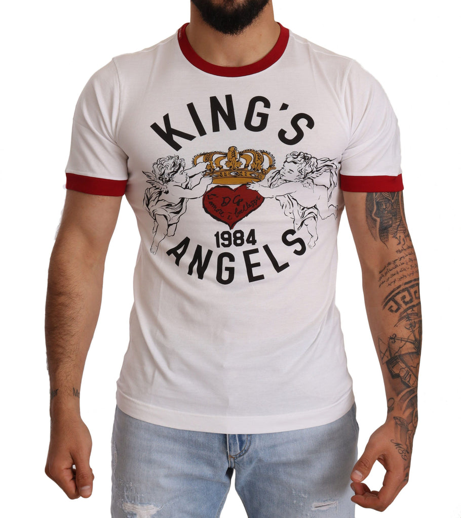 Dolce & Gabbana White Kings Angels Print Cotton T-shirt Dolce & Gabbana