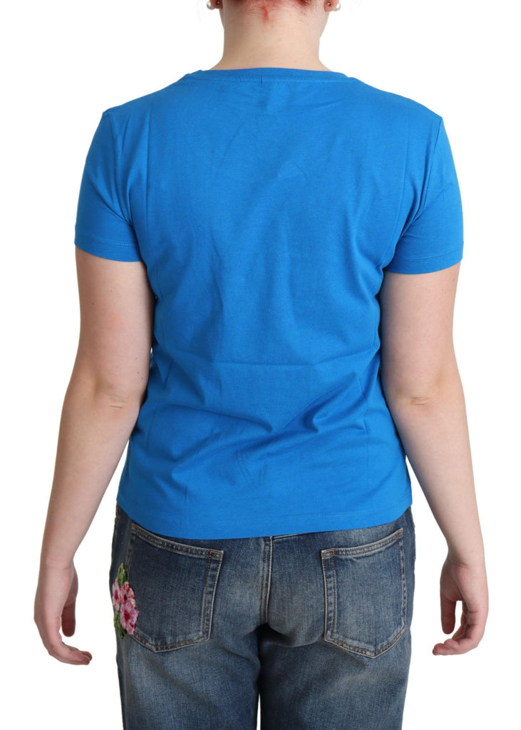 Moschino Blue Cotton Come Play 4 Us Print T-shirt - Luxe & Glitz