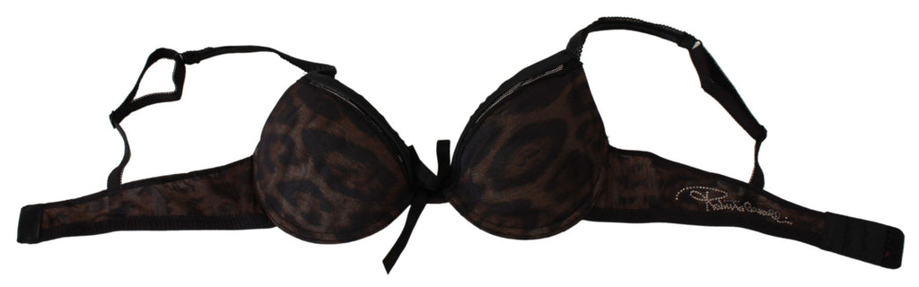 Roberto Cavalli Black Leopard Nylon Push Up Bra Underwear - Luxe & Glitz
