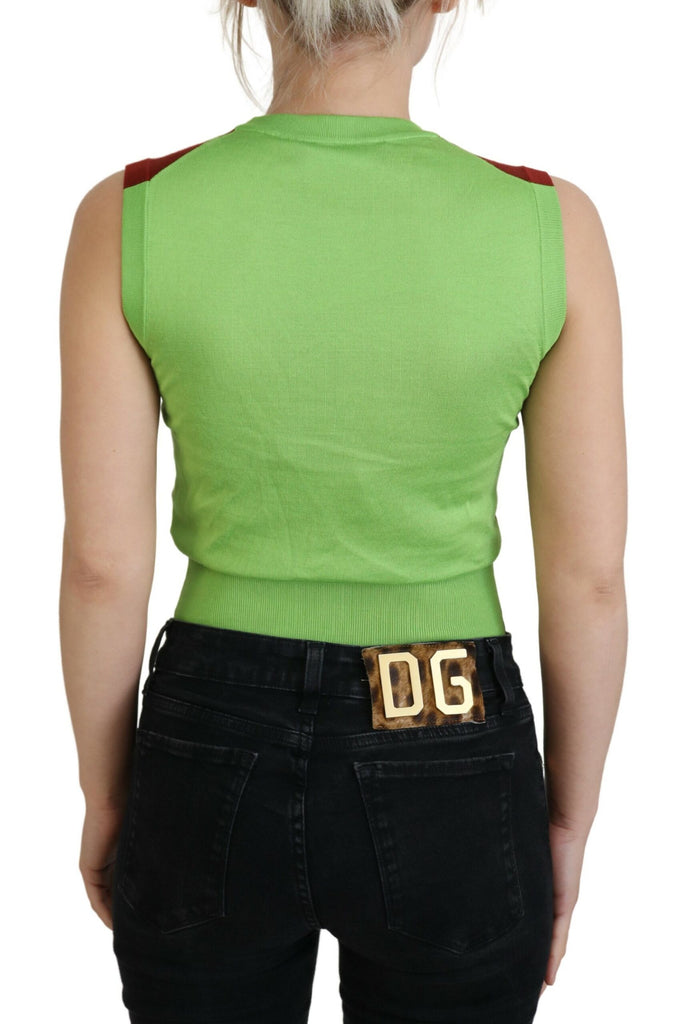 Dolce & Gabbana Red Green DG Logo Sleeveless Pullover Top Dolce & Gabbana